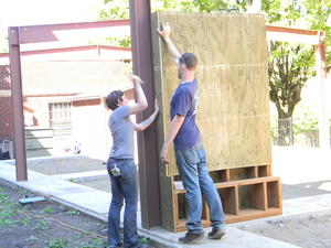 Vertical growing system construction in progress